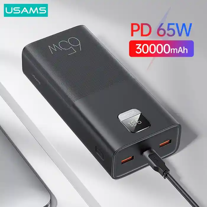 USAMS-AT 65W Yattu Series Fast Charging Kit 30000mAh Power Bank with PD 100W Type-C to Type-C Cable